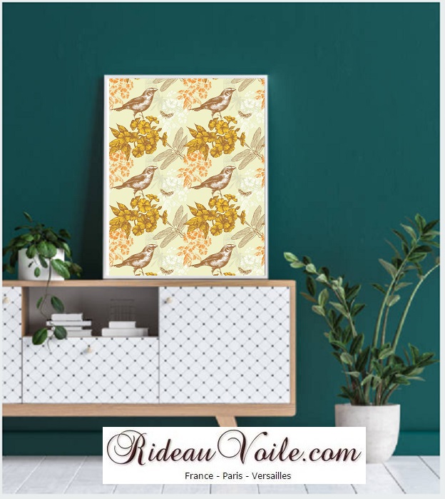 tissu motif oiseau, motif oiseau, ameublement, tapisserie, rideau, couette, coussin, décoration,
