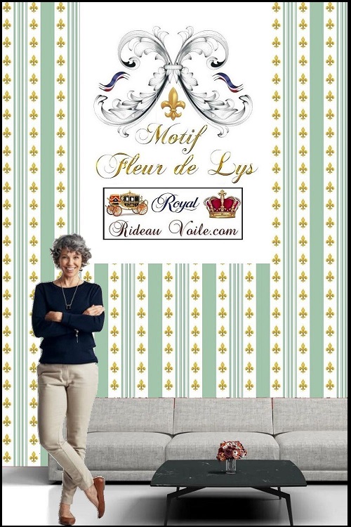 Boutique Tissu fleur de Lys style Empire Directoire au mètre ameublement rideau voilage tapisserie, 
